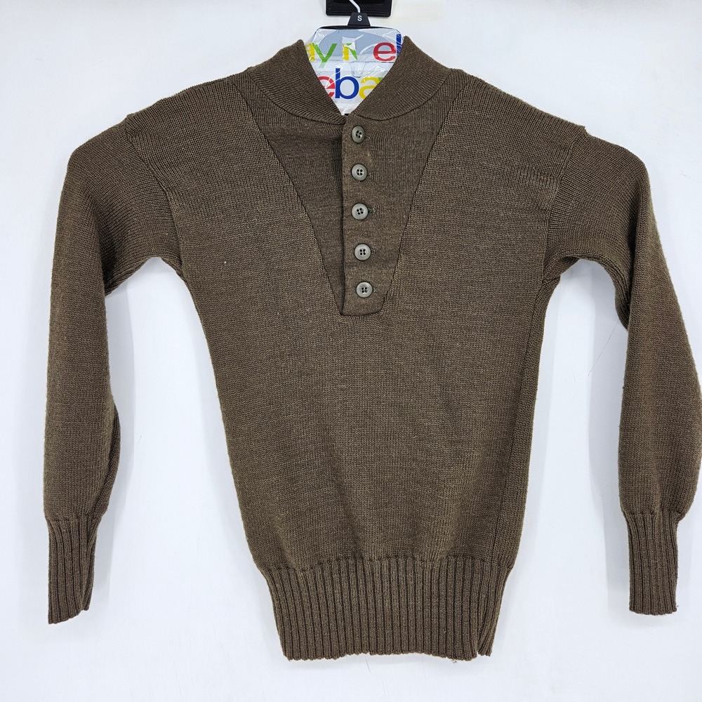 Vintage Jack Young Sweater Mens Large Wool Olive Drab Army‎ Military Long Sleeve